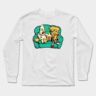 Chicken and pizza eat popcorn Long Sleeve T-Shirt